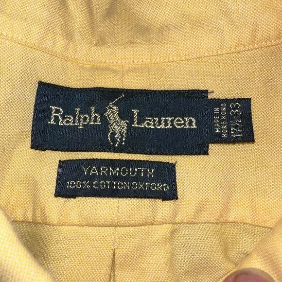 Polo Ralph Lauren Mens 17 1/2-33 Yellow Yarmouth Cotton Oxford Button Down Shirt - Picture 3 of 8